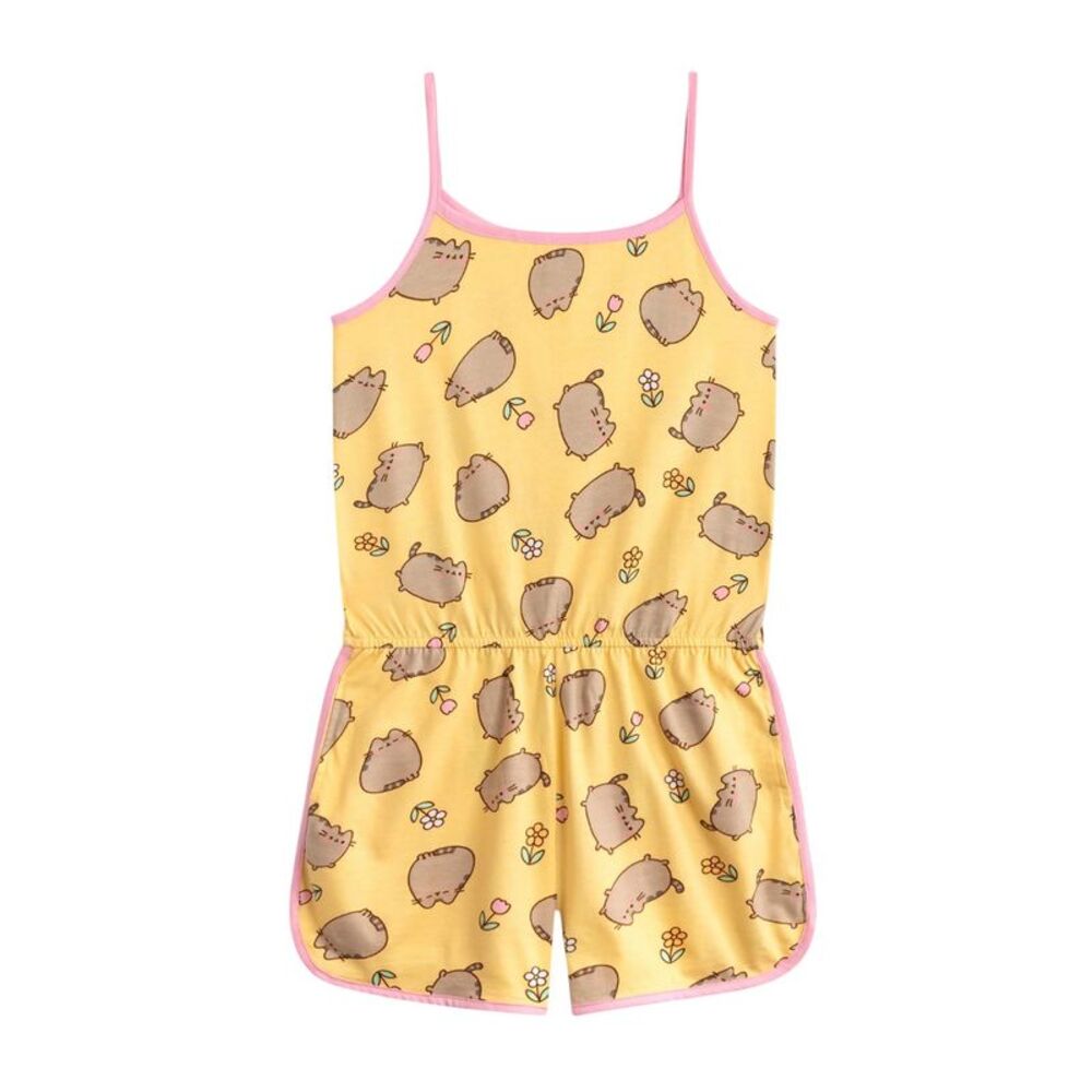 Pusheen Girls Spring Floral Sleeveless Playsuit / Yellow